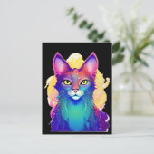 Carte Postale Chat jaune coloré (Debout devant)