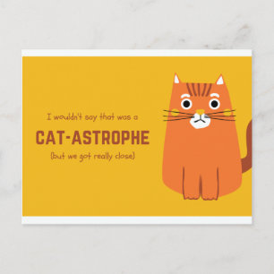 Carte Postale Chat jaune et orange drôle
