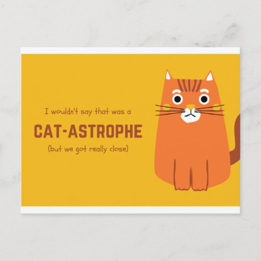 Carte Postale Chat jaune et orange drôle (Devant)