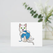 Carte Postale Chat Jouant avec de la Laine (Debout devant)