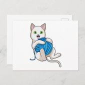 Carte Postale Chat Jouant avec de la Laine (Devant / Derrière)