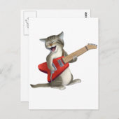 Carte Postale Chat Jouer de la guitare (Devant / Derrière)
