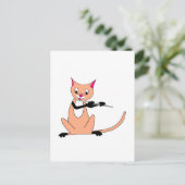 Carte Postale Chat Jouer la Flûte (Debout devant)