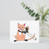 Carte Postale Chat Jouer le Trombone (Debout devant)