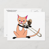 Carte Postale Chat Jouer le Trombone (Devant / Derrière)