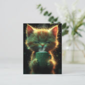 Carte Postale Chat Jouit de Café (Debout devant)