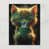 Carte Postale Chat Jouit de Café (Devant)