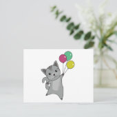 Carte Postale Chat Kitten Ballons mignons Animaux Gris Chats (Debout devant)