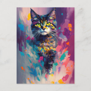 Carte Postale Chat Kitty coloré