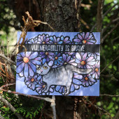 Carte Postale Chat Kitty Marguerites Violettes Art Chat Gris Cha