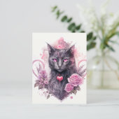 Carte Postale Chat Kitty noir cuisine | Bonne Halloween (Debout devant)