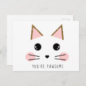 Carte Postale Chat Kitty Parties scintillant or (Devant / Derrière)