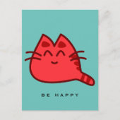 Carte Postale Chat Kitty souriant rouge (Devant)