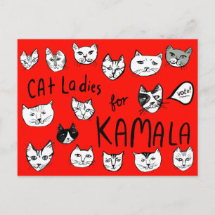Carte Postale CHAT LADIES pour l'élection de KAMALA Cute VOTE