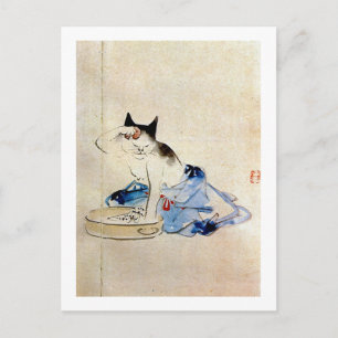 Carte Postale Chat laver son corps, Utagawa Hiroshige