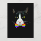 Carte Postale Chat LGBT Gay avec noeud papillon arc-en-ciel (Devant)