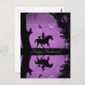 Carte Postale Chat licorne sorcière mignonne d'Halloween (Devant / Derrière)