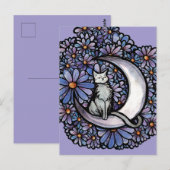 Carte Postale Chat Luna Moon Violet Daisy (Devant / Derrière)