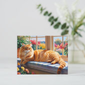 Carte Postale Chat Maine Coon orange  (Debout devant)