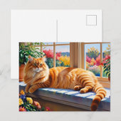 Carte Postale Chat Maine Coon orange  (Devant / Derrière)