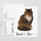 Carte Postale Chat Maine Coon Portrait Art Merci Écriture Cœur (Devant / Derrière)