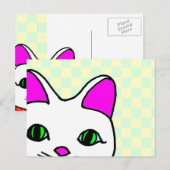 Carte Postale Chat Maneki Neko Rave Mignon (Devant / Derrière)