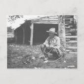 Carte Postale Chat mangeant dans une boîte de café. (Devant)