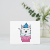 Carte Postale Chat Mangeant un Muffin (Debout devant)