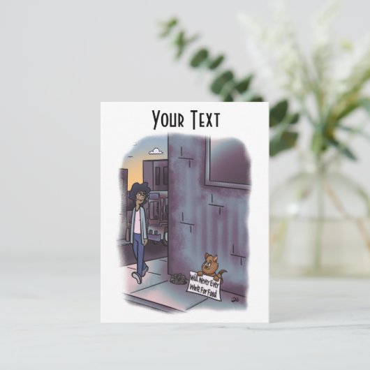 Carte Postale Chat mendiant (Debout devant)