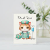 Carte Postale Chat merci infirmière mignonne (Debout devant)