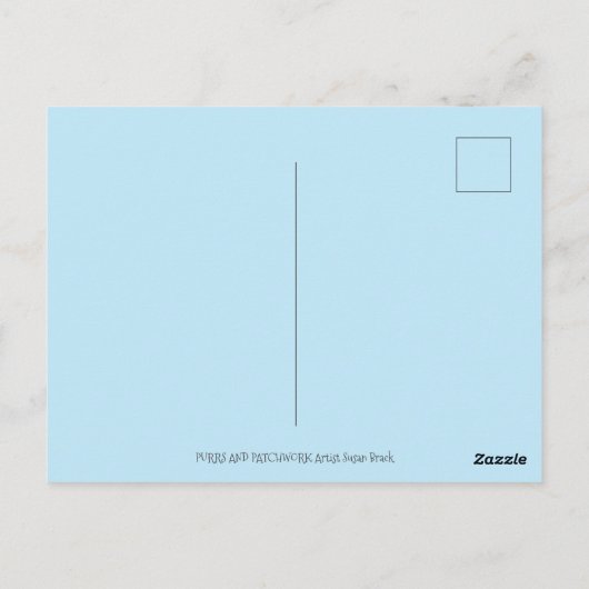 CARTE POSTALE CHAT MÈRE & CUISINE, QUILTS EN PATCHWORK, PINCUSHI (Dos)