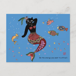 Carte Postale Chat Mermaid