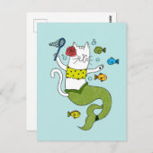 Carte postale Chat Mermaid (Devant / Derrière)