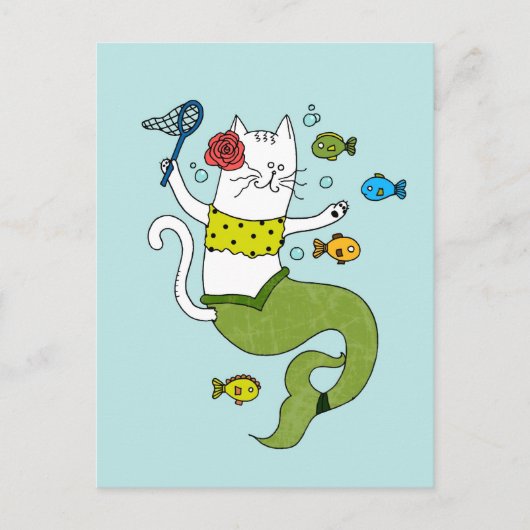 Carte postale Chat Mermaid (Devant)