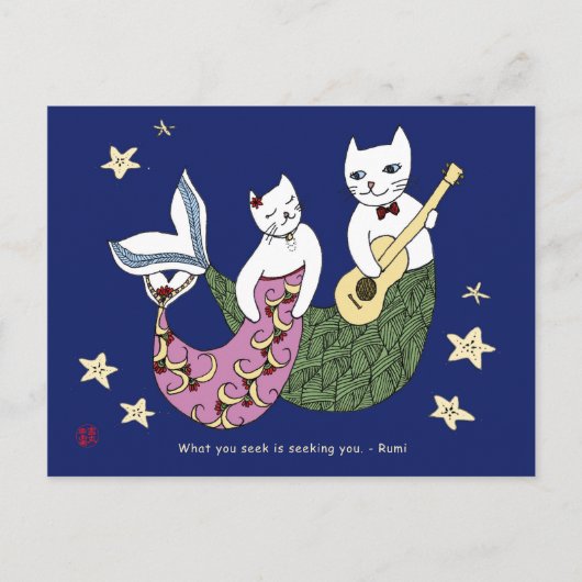 Carte Postale Chat Mermaid (Devant)