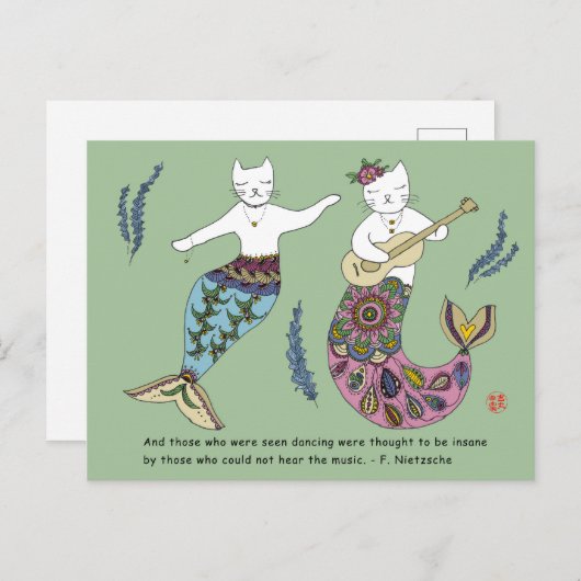 Carte Postale Chat Mermaid (Devant / Derrière)