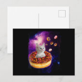 Carte Postale Chat Mignon à l'Intérieur de Beignet Dans l'Espace (Devant / Derrière)