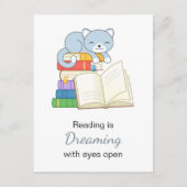 Carte Postale Chat mignon au-dessus d'une citation de lecture de (Devant)
