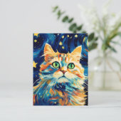 Carte Postale Chat mignon avec étoiles (Debout devant)