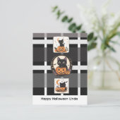 Carte Postale Chat mignon d'Halloween automne (Debout devant)