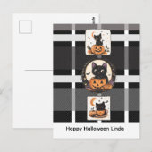 Carte Postale Chat mignon d'Halloween automne (Devant / Derrière)