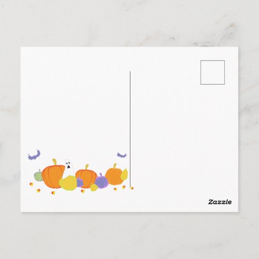 Carte Postale Chat mignon d'Halloween en Casquette sorcier (Dos)