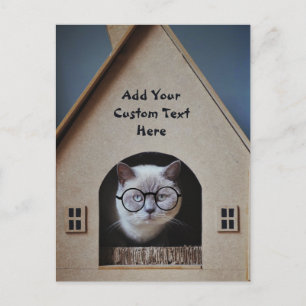 Carte Postale Chat mignon drôle en lunettes Créez votre propre c