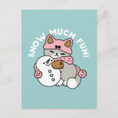 Carte Postale Chat mignon en Engin à neige avec Art Snowman (Devant)