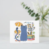 Carte postale "Chat mignon et oiseau" Semi brillan (Debout devant)