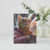 Carte Postale Chat mignon faisant des courses (Debout devant)