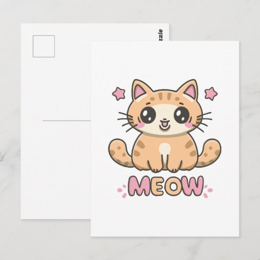 Carte Postale chat mignon miaou (Devant / Derrière)