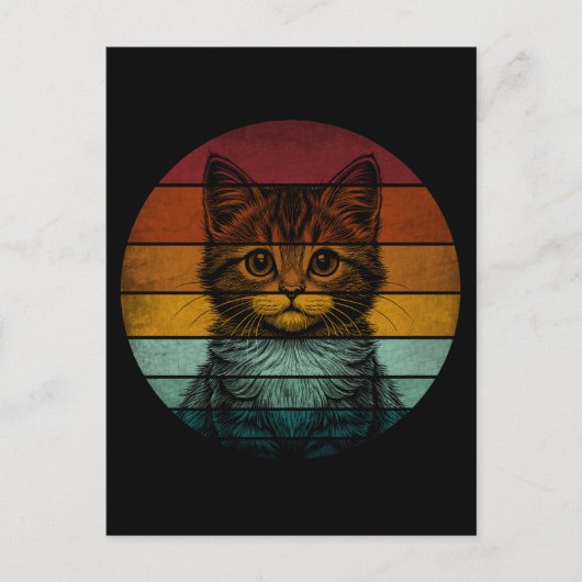 Carte Postale Chat Mignon Rétro Vintage (Devant)