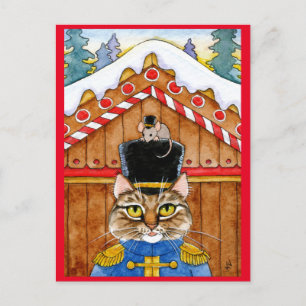 Carte Postale Chat mignon, souris noix cracker pain d'épice cart