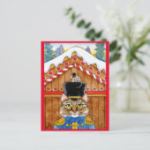 Carte Postale Chat mignon, souris noix cracker pain d'épice cart (Debout devant)